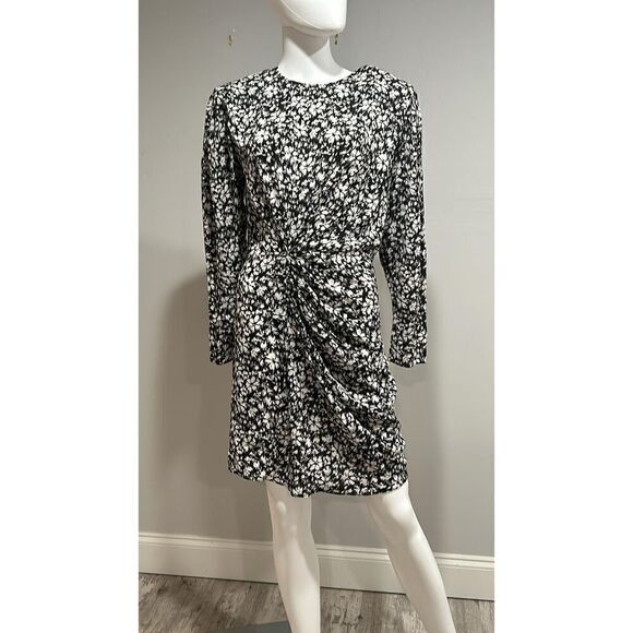 Isabel Marant Black and White Dulce Floral Long Sleeve Mini Dress Size Medium (4 - Picture 7 of 11